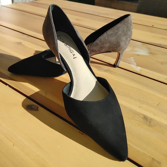 NEW Via Spiga Black Gray Suede Pumps Heels. 7.5 - Picture 2 of 6